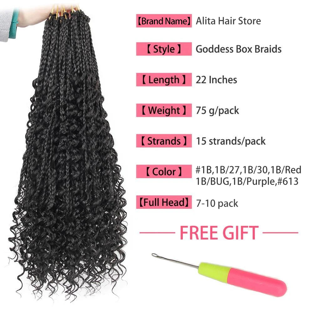 Goddess Box Braids Crochet Hair with Curly End Bohemian Box Braiding Hair Extensions 14 22 Inches Ombre Braiding Hair