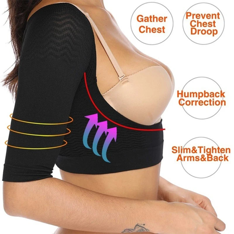 Upper Arm Shaper Humpback Posture Corrector Women Shoulder Slimmer Compression Shapewear Sleeves Body Shaper Back Support Tops