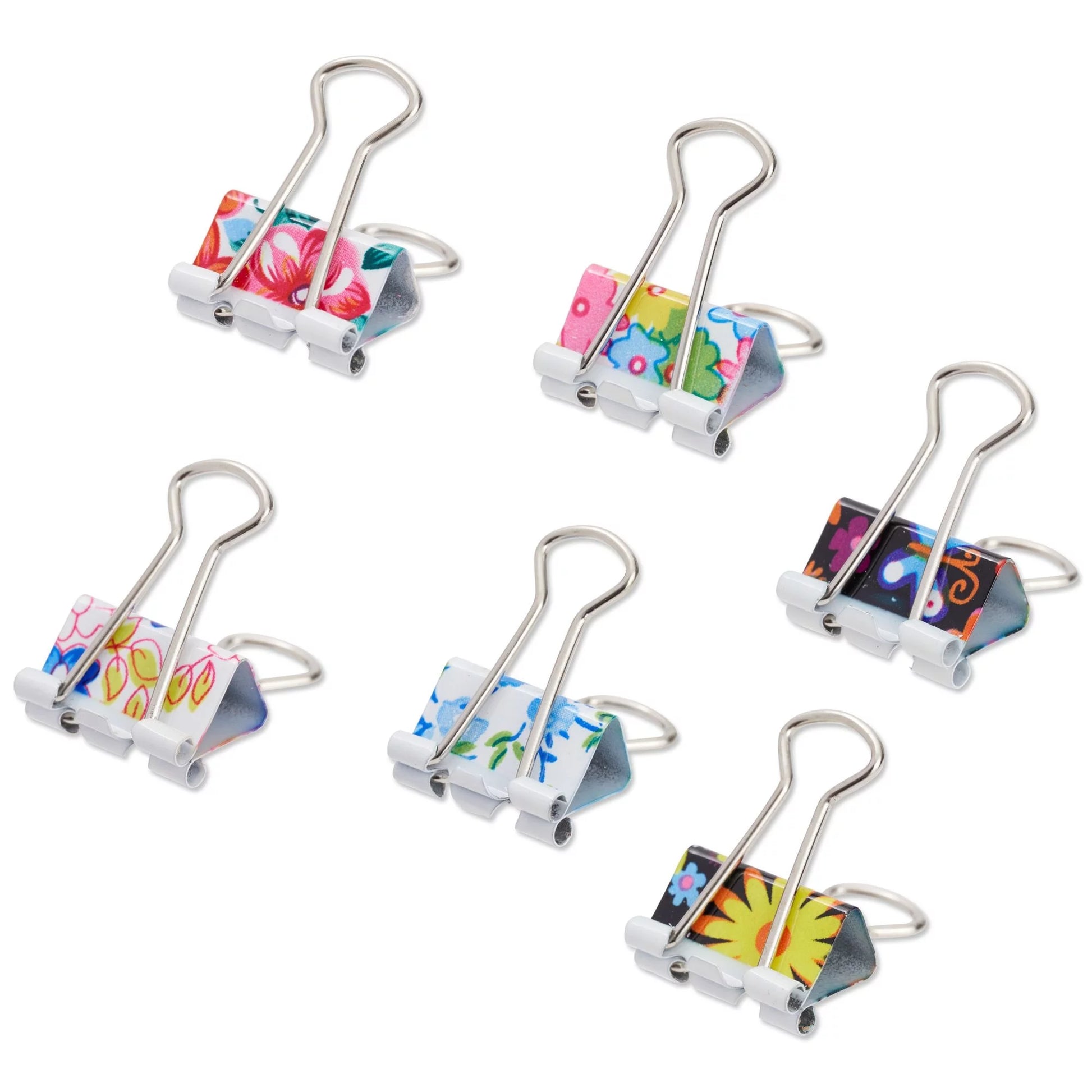 40-Pack Cute Binder Clips for Paper, Notebooks, Planners, File Folders, Office Supplies, Document Organization for School and Work, 6 Assorted Flower Designs (1.5X0.75 In)