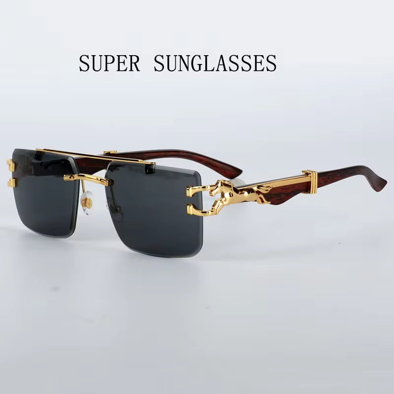 Rimless Designer Sunglasses Women Trendy Luxe Fashion Sunglasses Men Vintage Glasses Lentes De Sol Mujer Lunette Soleil Femme