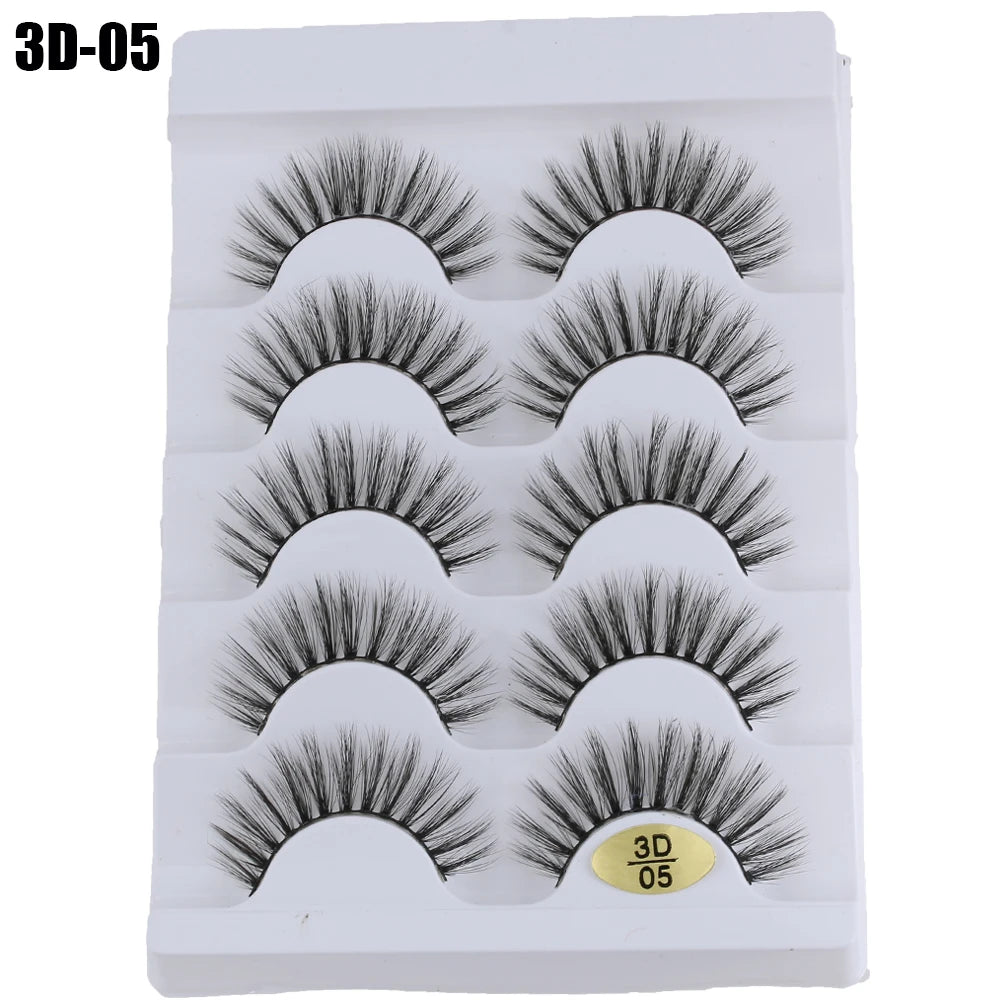 5 Pairs Women Japanese Serious Makeup False Eyelashes Long Thick Natural Beauty Eye Lash Extension DIY Cosmetic Fake Eyelashes