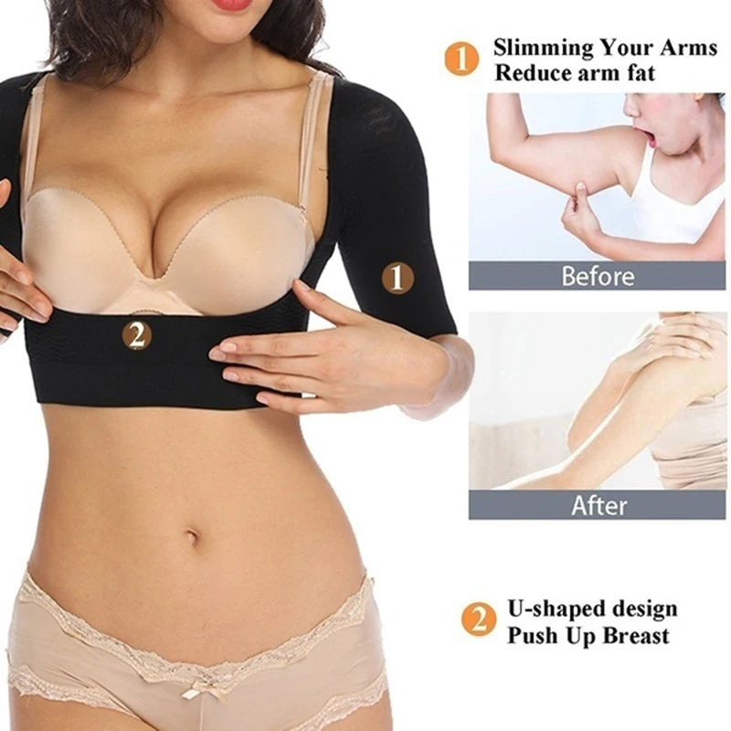 Upper Arm Shaper Humpback Posture Corrector Women Shoulder Slimmer Compression Shapewear Sleeves Body Shaper Back Support Tops