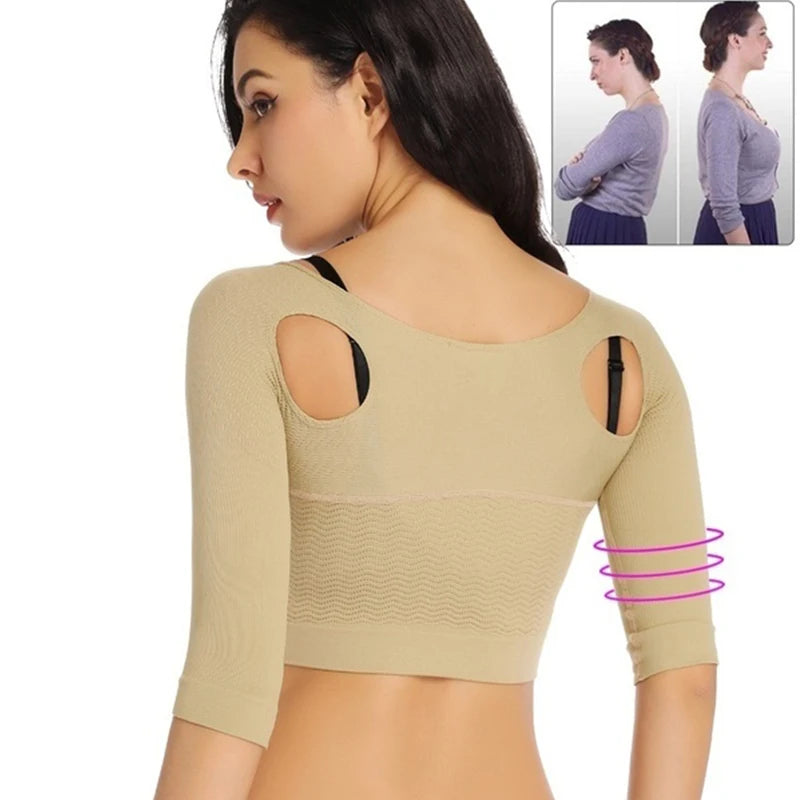 Upper Arm Shaper Humpback Posture Corrector Women Shoulder Slimmer Compression Shapewear Sleeves Body Shaper Back Support Tops