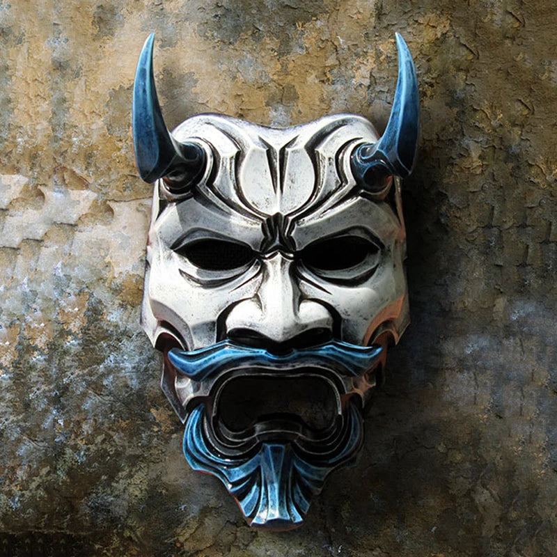 New Samurai Uncle Oni Latex Mask Mascaras Halloween Cosplay Props Horror Theme Decoration Toys for Adult Masque Косплей 2023