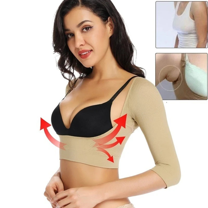 Upper Arm Shaper Humpback Posture Corrector Women Shoulder Slimmer Compression Shapewear Sleeves Body Shaper Back Support Tops