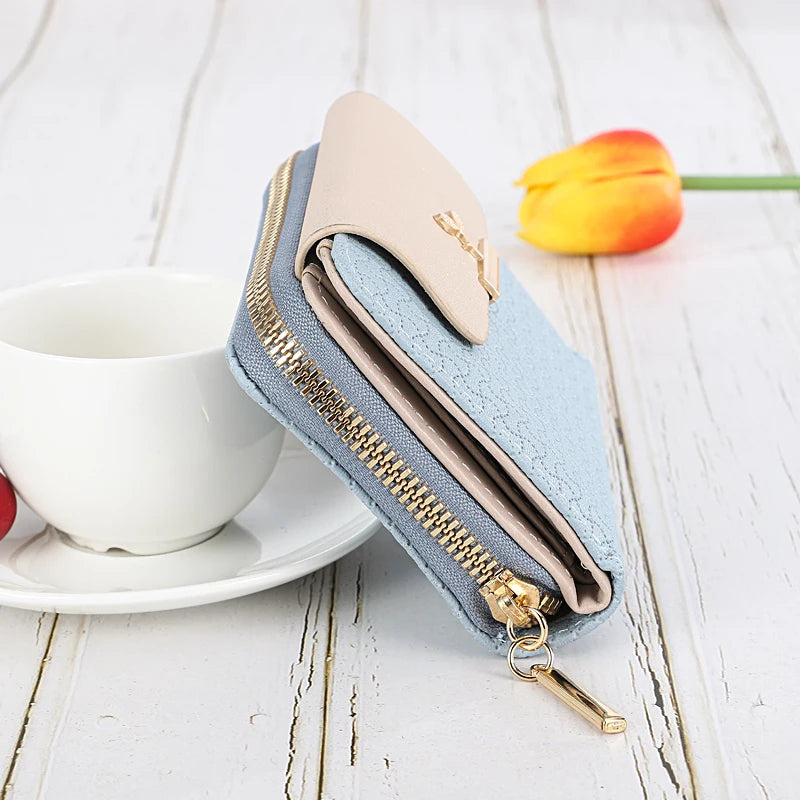 Women Wallets PU Leather Lady Zipper Moneybags Coin Purse Pocket ID Card Bag Woman Short Hasp Cute Wallet Billfold Purses