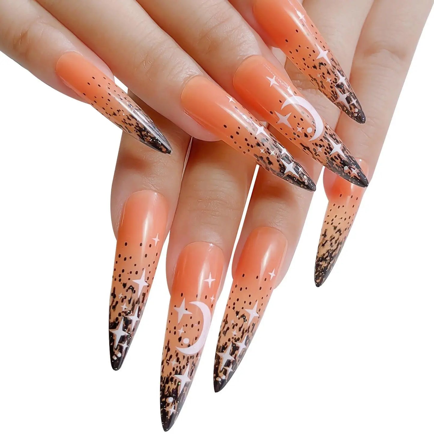 24Pcs Fake Nails Halloween Long Style Full Cover False Nails DIY Glue Press on Nails Nail Supplies for Ballerina False Nail Tip